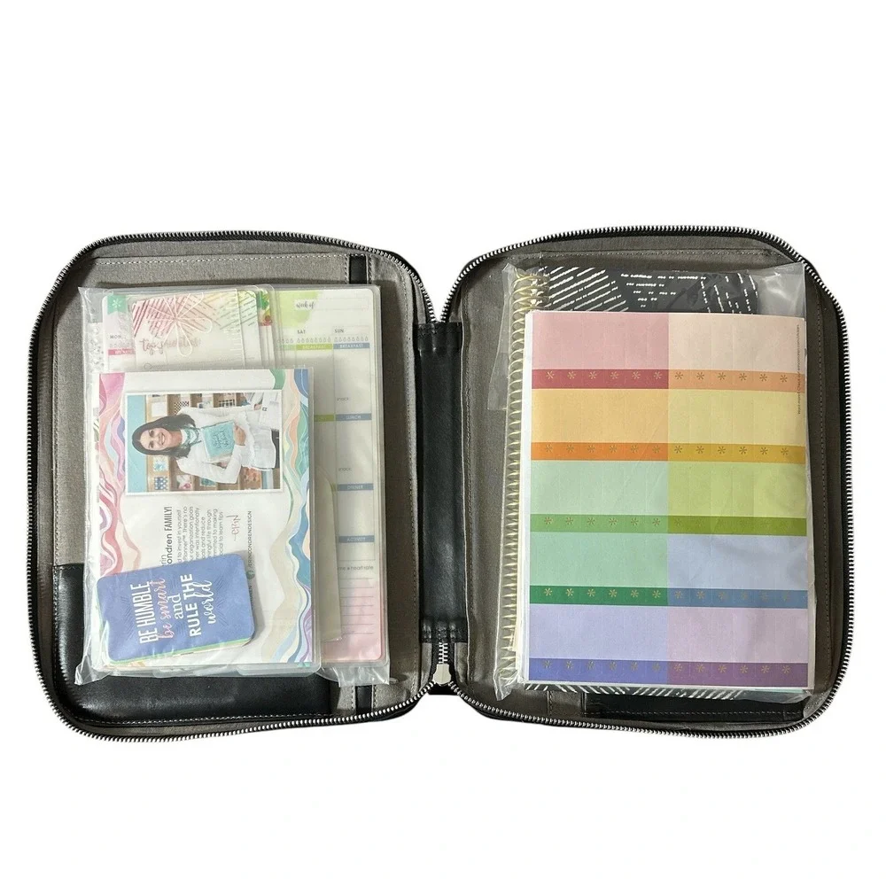 HUGE Erin Condren Planner‎ Lot Leather Folio Stickers Calendar Dashboards & MORE